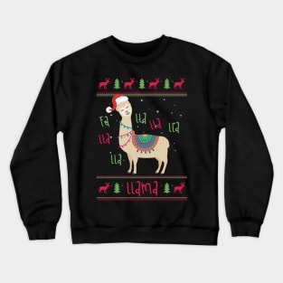 Funny Llama Christmas Ugly Sweater Santa Hat Gift T-Shirt Crewneck Sweatshirt